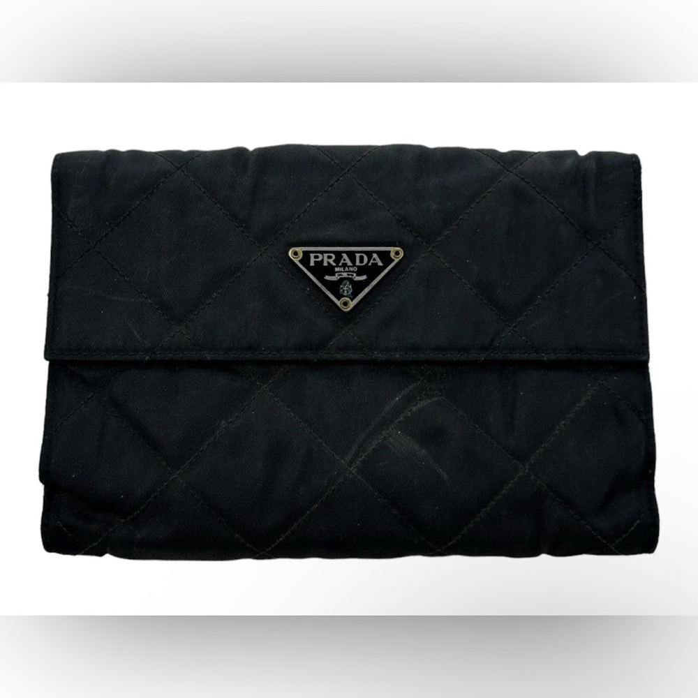 Prada Black Quilted Clutch